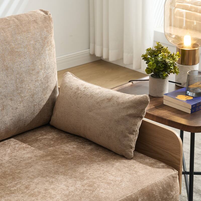 3-in-1 Convertible Chenille Sleeper Sofa, Foldable Sofa Bed with Three Pillows