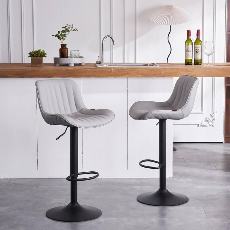 Bar Stools Set of 2, Counter Height Barstools with Back, Leather Bar Chair for Kitchen island