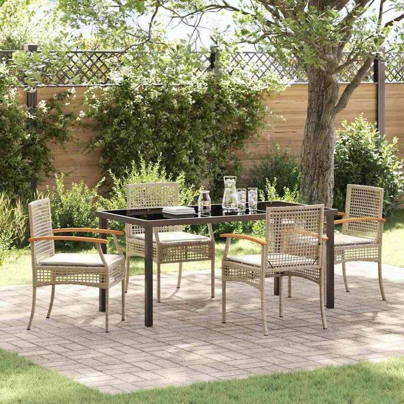 vidaXL Garden Dining Set poly rattan - Beige-21.06x22.44x33.66 inch