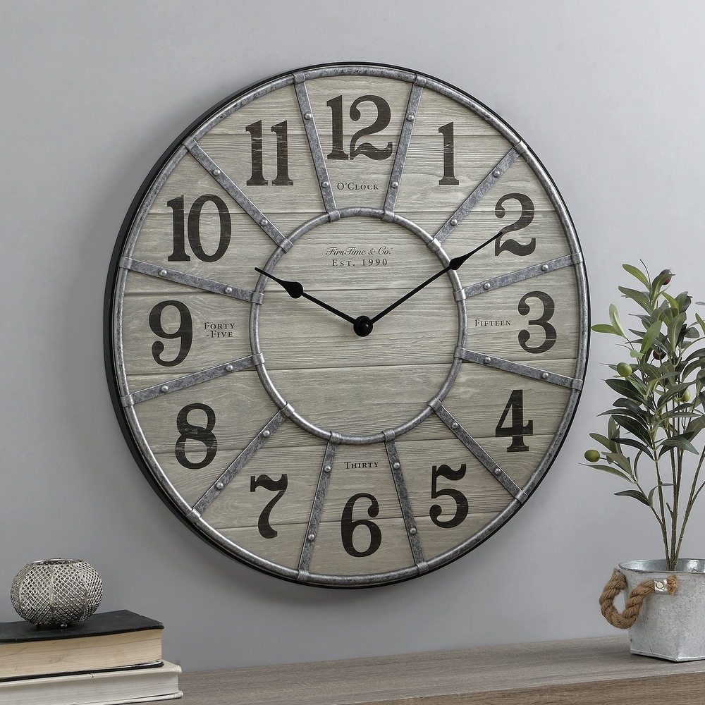 https://ak1.ostkcdn.com/images/products/is/images/direct/4c63623db6c0863b91b32abe7c6f97b7a695bd60/FirsTime-%26-Co.-Cooper-Farmhouse-Wall-Clock%2C-American-Crafted%2C-Gray%2C-Plastic%2C-27-x-2-x-27-in.jpg