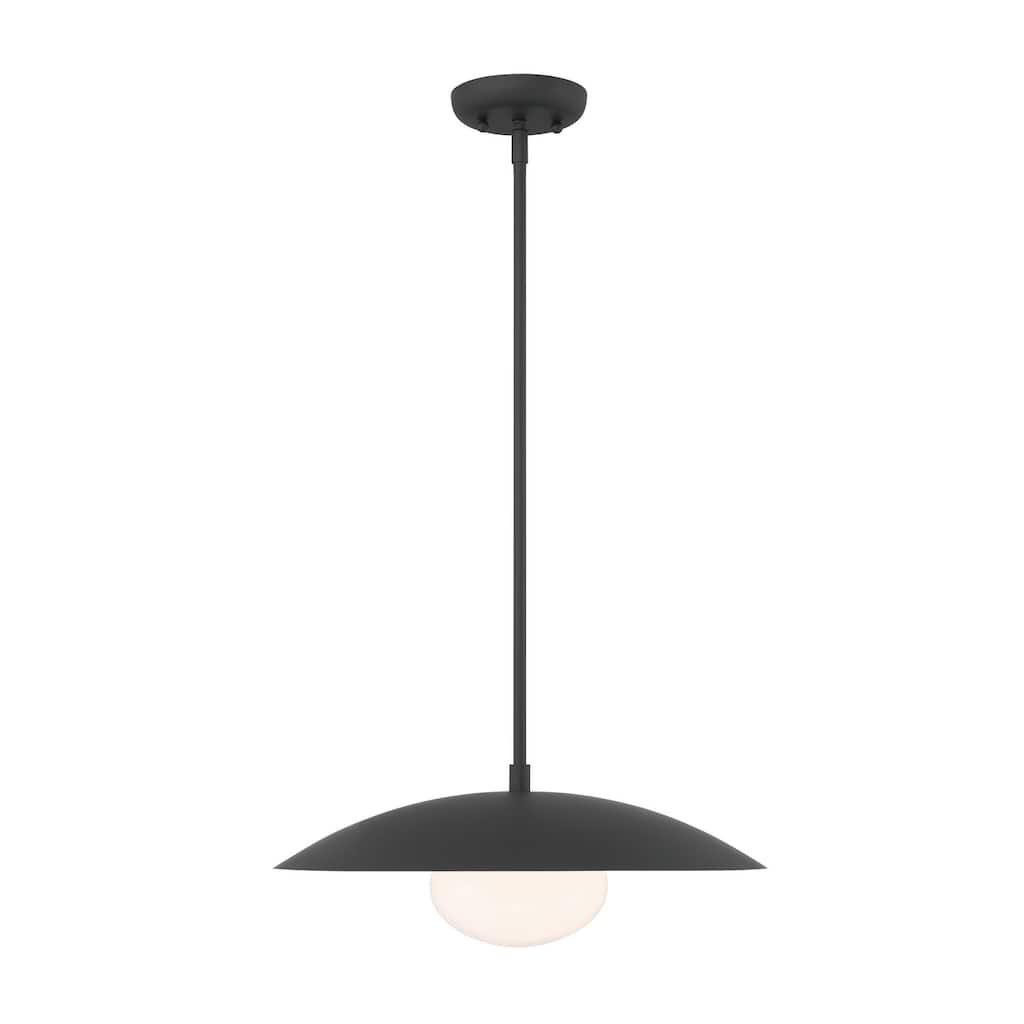 Lumanity Declan Modern Disc Matte Black 18" Pendant Ceiling Light - 18'' D x 18'' W x 6.5'' H