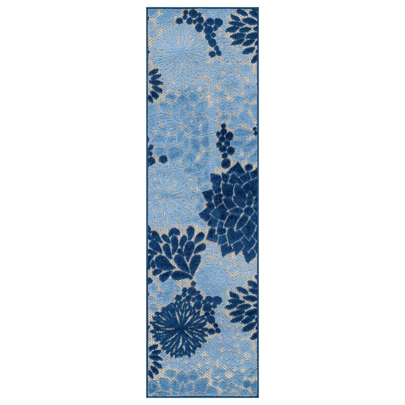 World Rug Gallery Indoor/Outdoor High-Low Textured Area Rug, Floral, Easy-Clean Patio Rug