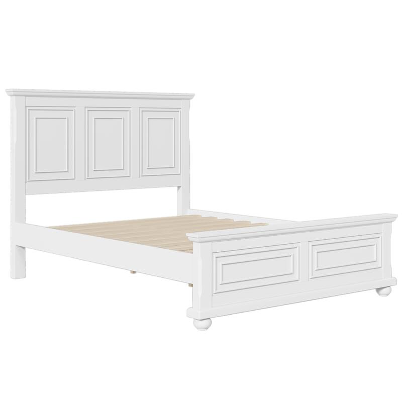 Traditional Style Pinewood Platform Bed with Wooden Slats Support for Bedroom
