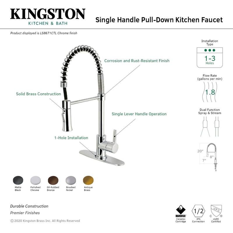 Kingston Brass Continental Single-Handle Pre-Rinse Kitchen Faucet