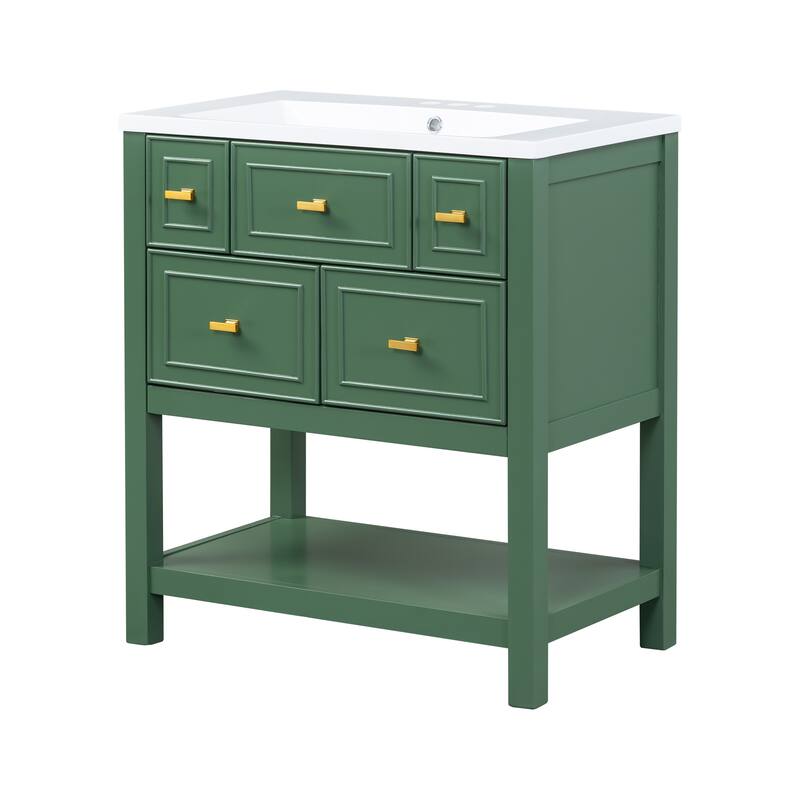 Free Standing Single Vanity Set with 5 Drawers