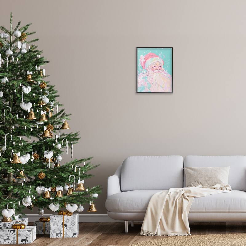 Stupell Pastel Jolly Santa Claus Framed Giclee Art Design By Arlington Prints