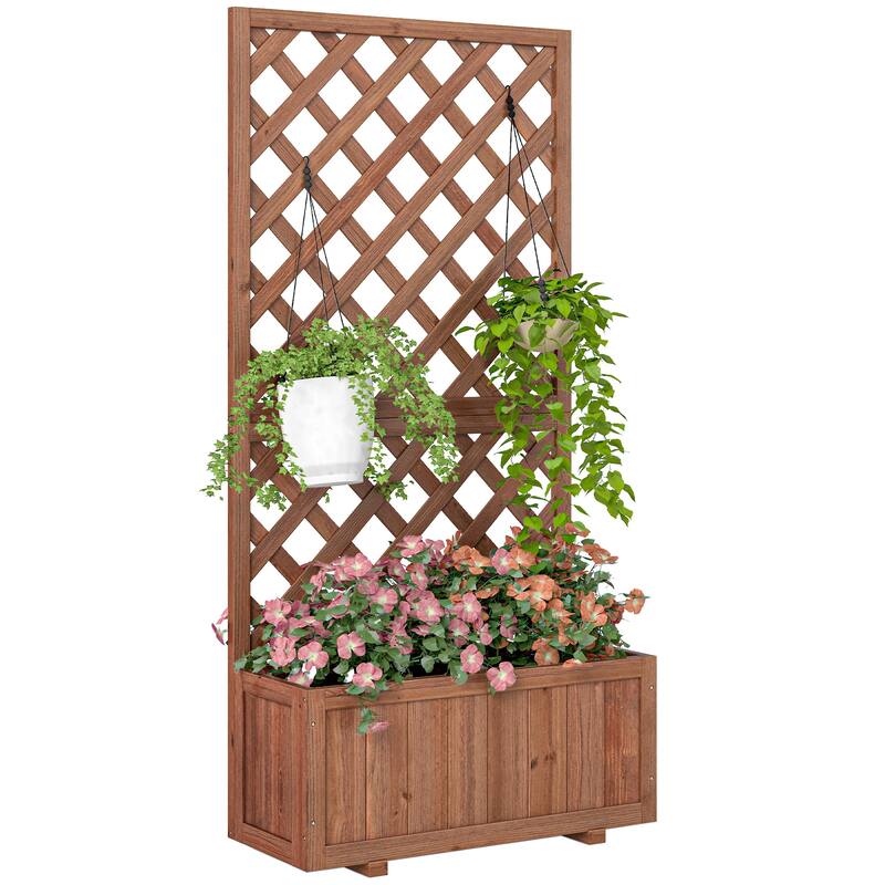 Outsunny Tall Planter Box with Trellis