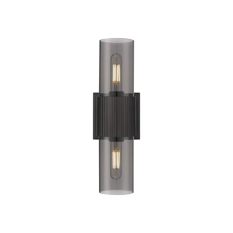 Innovations Lighting 428-2WL-15-4 Bolivar Vanity Bolivar 2 Light 4" - Matte Black / Plated Smoke