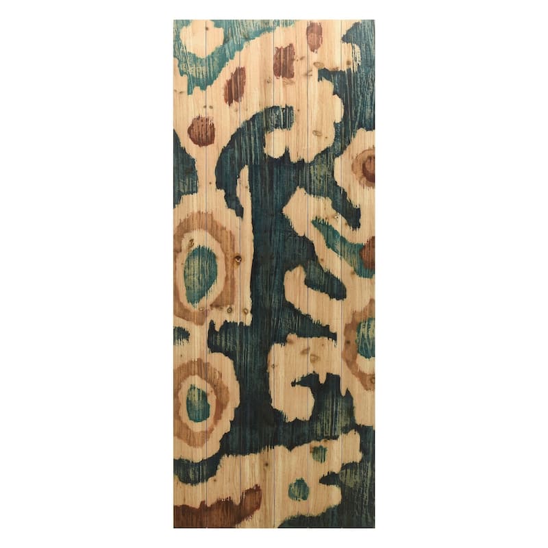 "Ocean Ikat A" Arte de Legno Digital Print on Solid Wood Wall Art