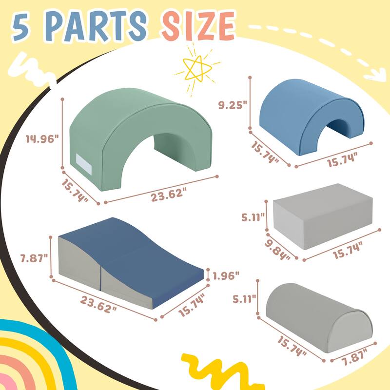 5-Piece Kids Climbing Toys for Toddlers, Foam Climbing Blocks for Kids Crawling and Climbing Indoor Active Play Structure