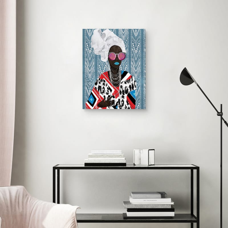 Chevron Queen on Blue by Nikki Chu Canvas Art Print