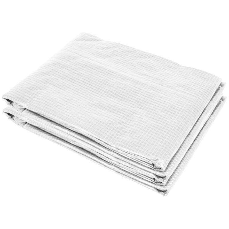 Heavy Duty Waterproof Plastic Greenhouse Cover with Windows and Roll-Up Door, 9.8 x 6.6 x 6.6 Feet - White