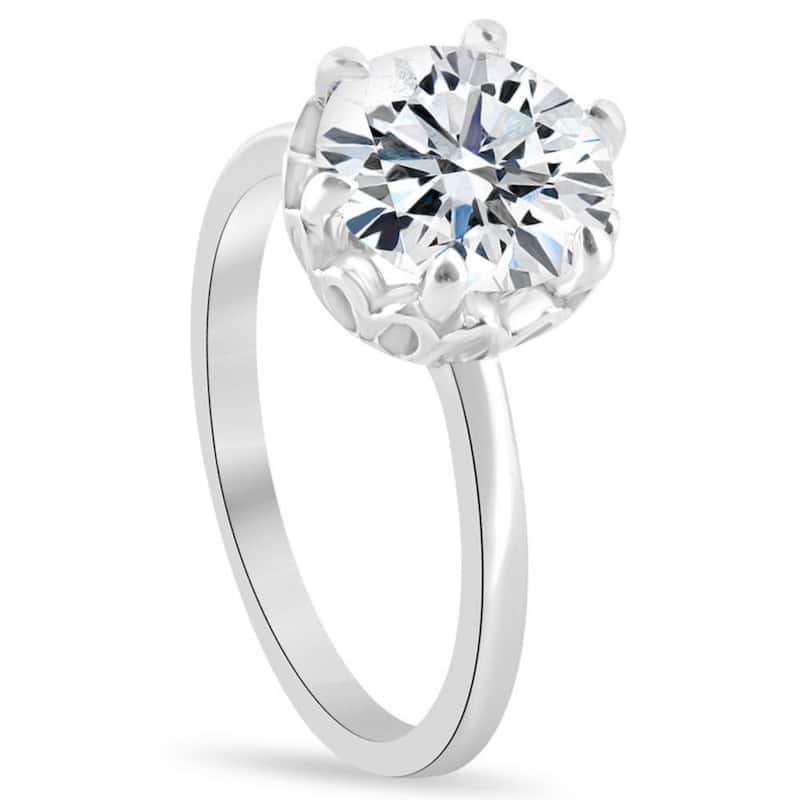 3Ct Round Cut Certified Lab Grown Diamond Engagement Ring White or Yellow Gold