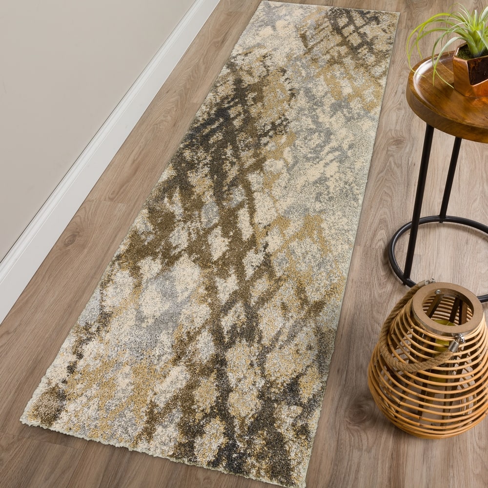 Addison Barkley Distressed Grey Crosshatch 1'8" x 2'6" Accent Rug