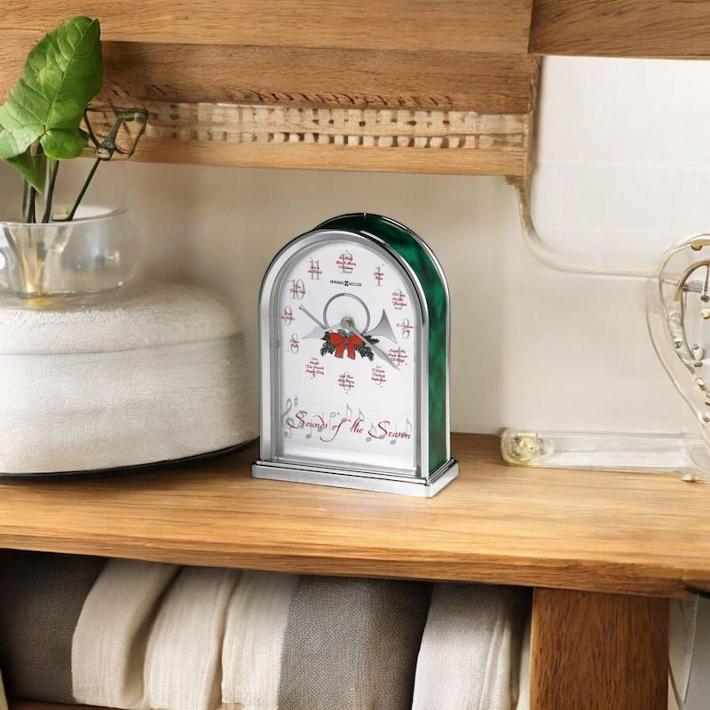 Howard Miller Sounds of the Season Traditional Chiming Mantel Clock with Christmas Melody Chimes