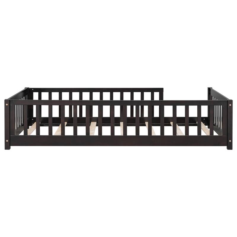 Twin Floor Platform Bed with Fence without Door