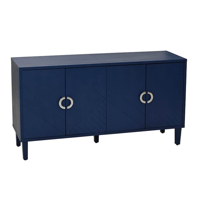 Contemporary Storage Cabinet with Sculpted Doors, Pine Legs and Adjustable Shelf for Versatile Home Organization