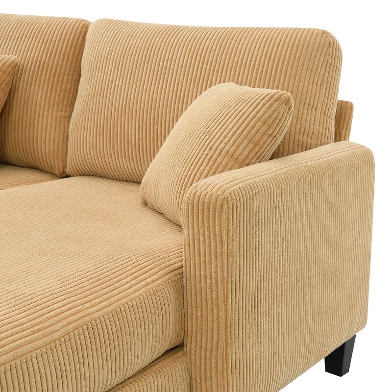 Interchangeable Chaise L-Shaped Sofa with Skirted Design for Living or Guest Rooms
