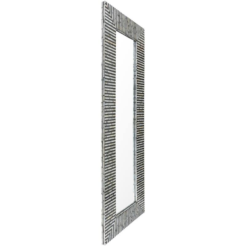 Zamora Black Multi Striped Shell Rectangular Wall Mirror