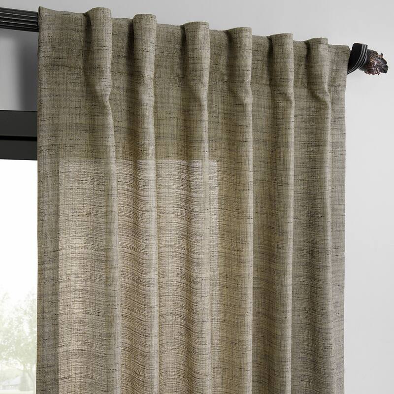 Exclusive Fabrics Raw Linen Weave Light Filtering Curtains for Bedroom & Living Room Curtains Pair - 2 Panel Drapes