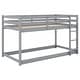preview thumbnail 23 of 22, Twin Over Twin Floor Bunk Kids Bed Frame with Ladder and Guardrails, White