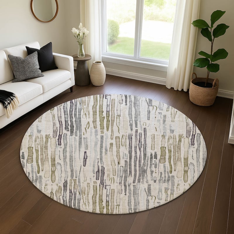 Premium Washable Super Soft Modern Stripes Mayfield Rug - Beige - 8' x 8'