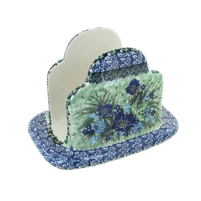 Blue Rose Polish Pottery 487 Ceramika Artystyczna Napkin Holder