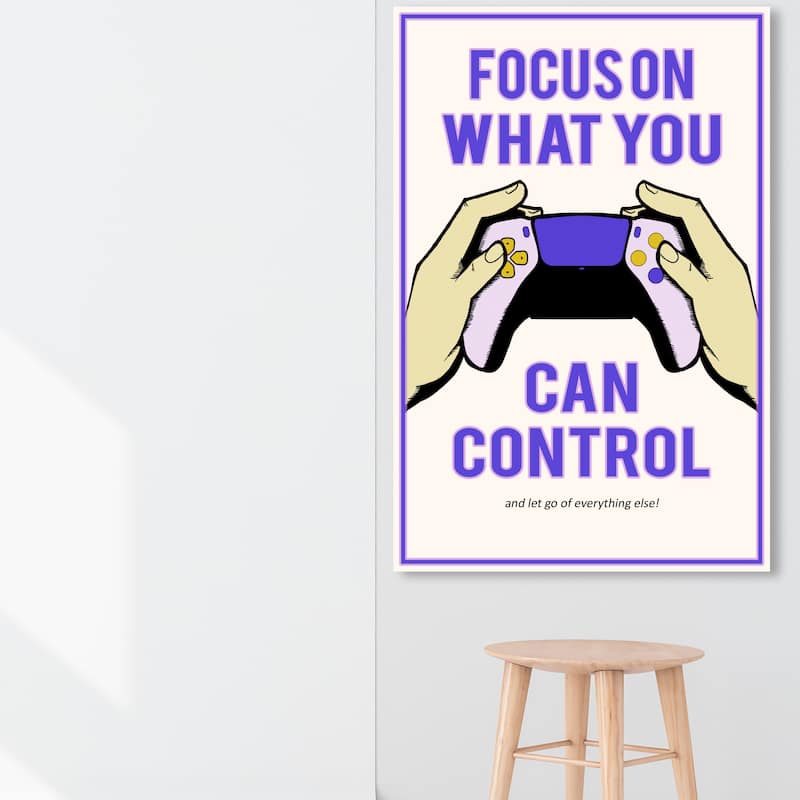 Wynwood Studio Canvas Typography and Quotes Focus on Control Purple and Vanilla Modern & Contemporary Wall Art Canvas Print - 54 x 36