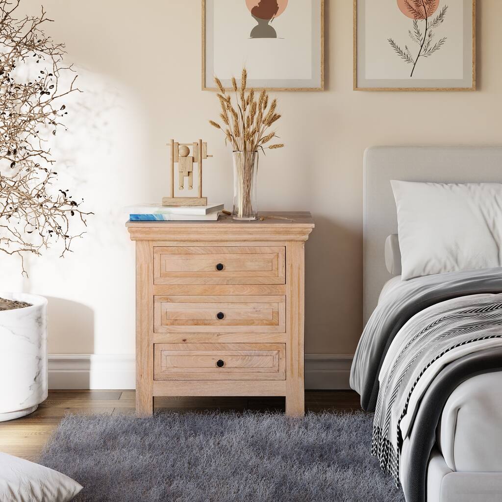 Maadze 28" WIde 3-Drawers Solid Wood Nightstand