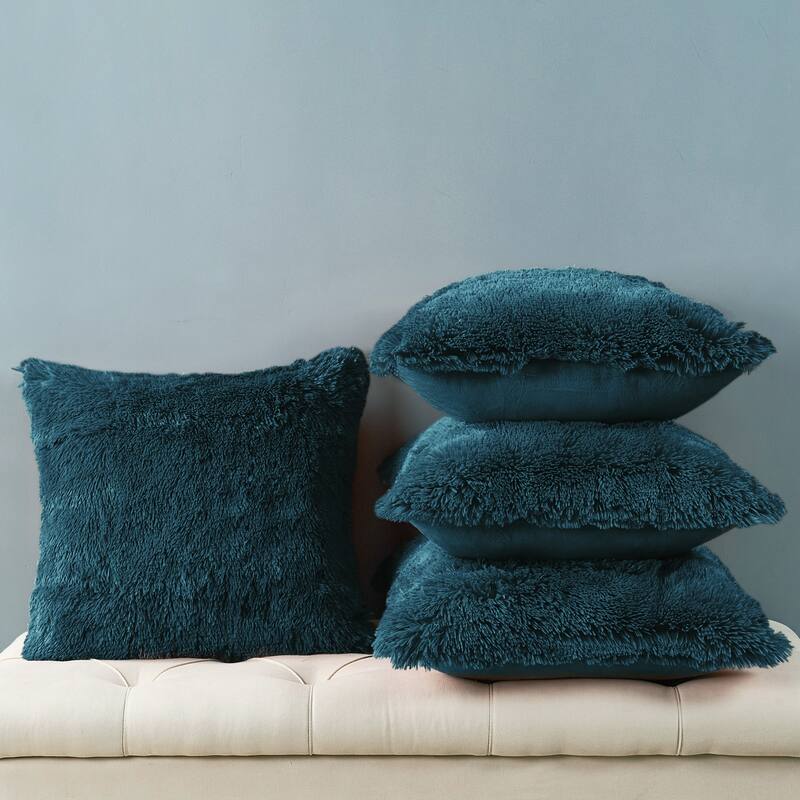 Halsted Shaggy FauxFur Decorative Throw Pillow Cover Set, NO INSERT