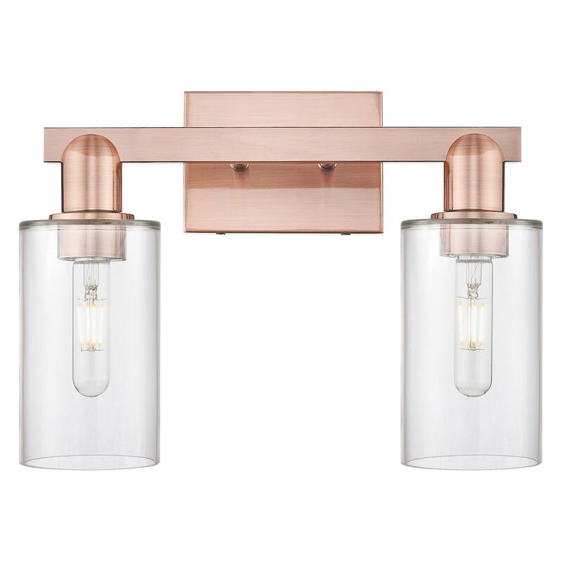 Innovations Lighting 716-2W-11-15 Clymer Vanity Clymer 2 Light 15" - Antique Copper / Clear
