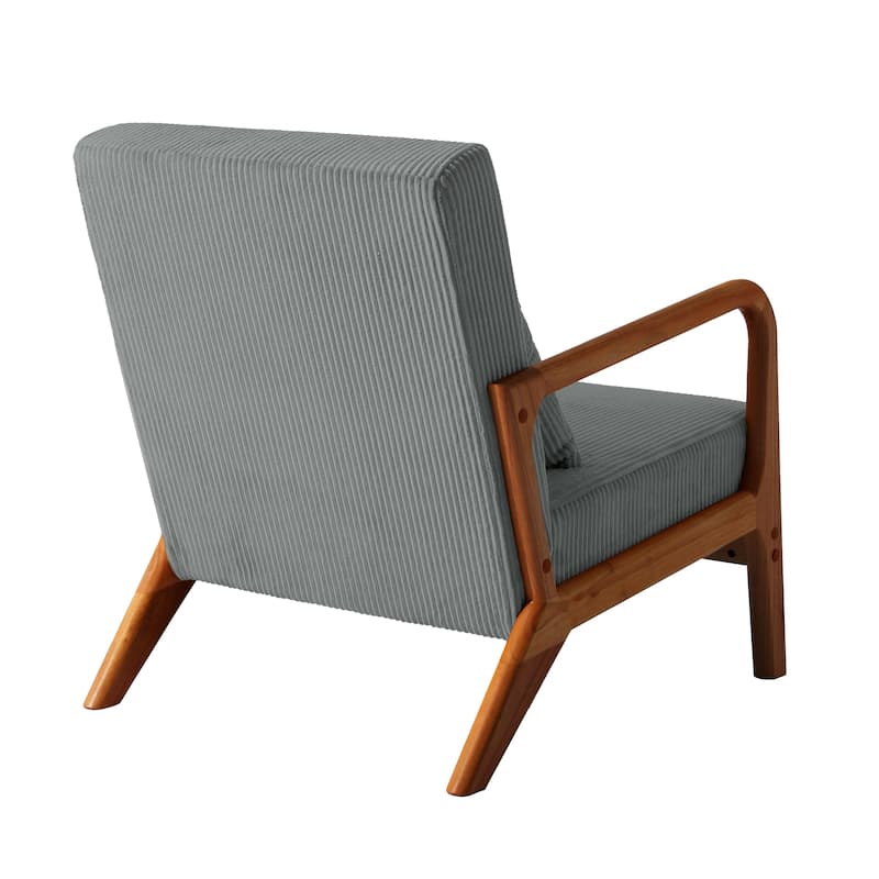 Modern Corduroy Upholstered Accent Chair with Wood Legs Set of 2