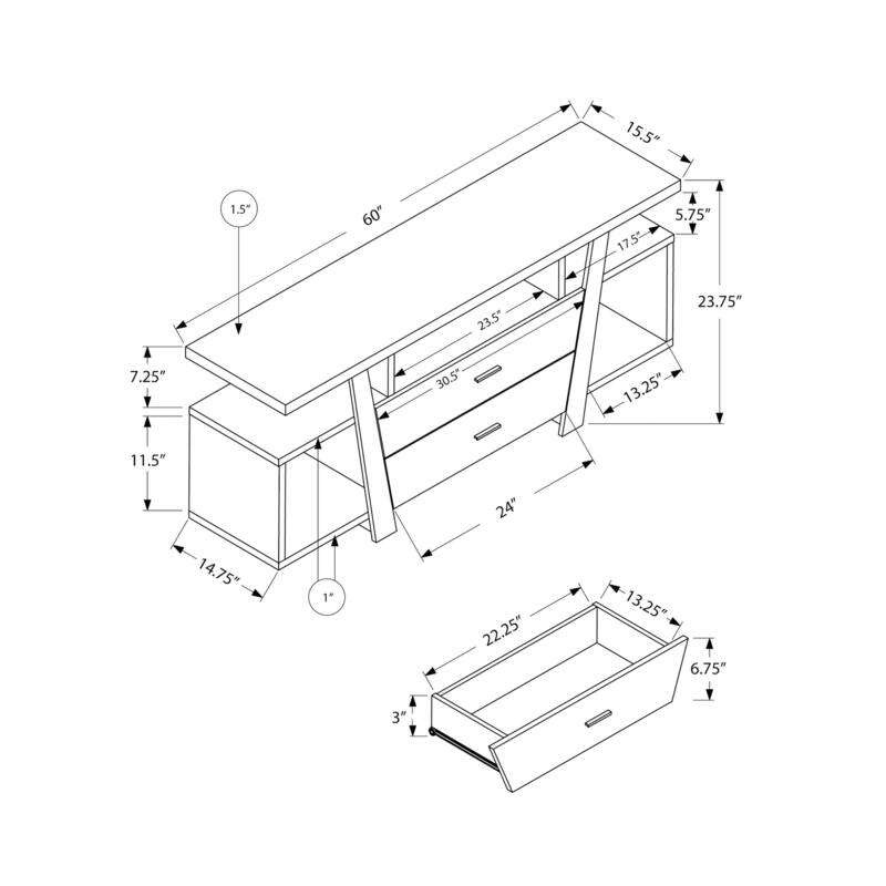 Contemporary 60-Inch TV Stand, Media Entertainment Center with Storage Drawers and Cable Management