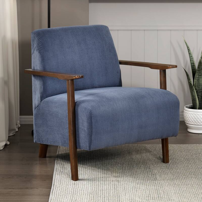 Fedora 28" Corduroy Accent Chair - Solid Wood Arms and Legs