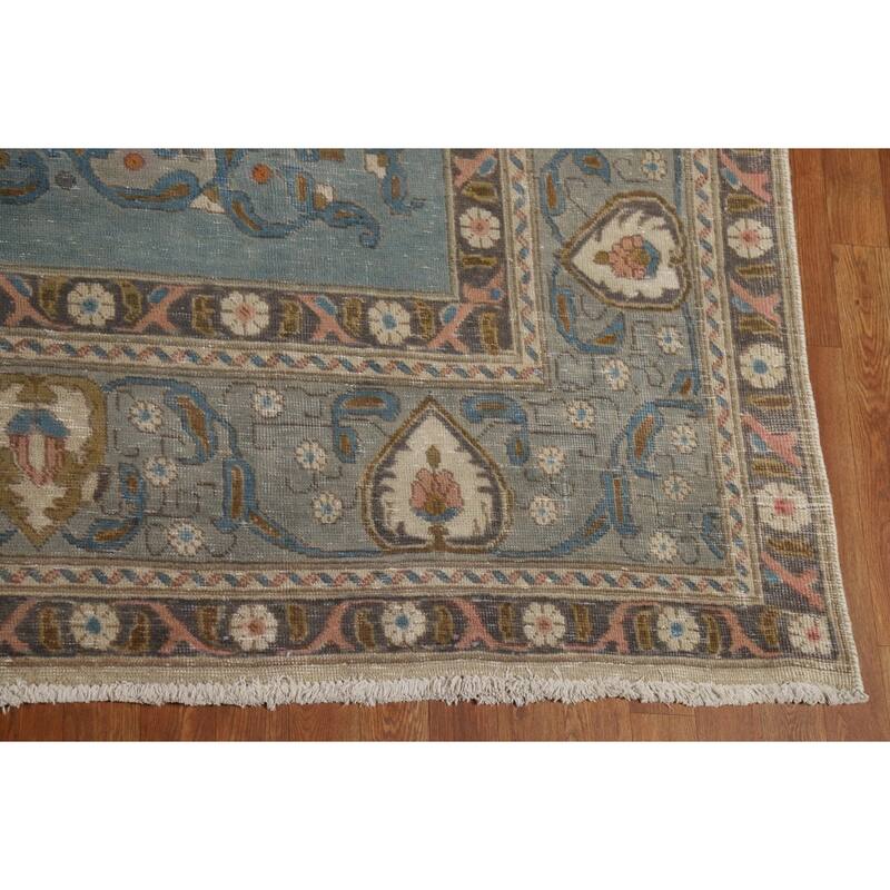 Tabriz Persian Vintage Area Rug Hand-Knotted Bedroom Wool Carpet - 9'7" x 12'9"