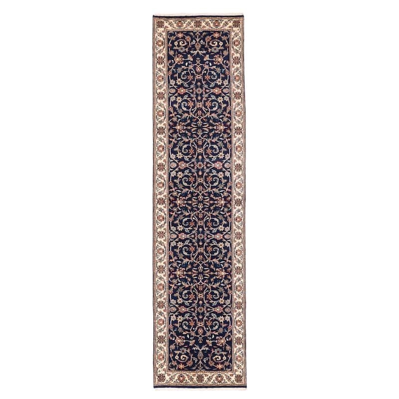 ECARPETGALLERY Hand-knotted Finest Agra Jaipur Dark Navy Wool Rug - 2'7 x 10'3