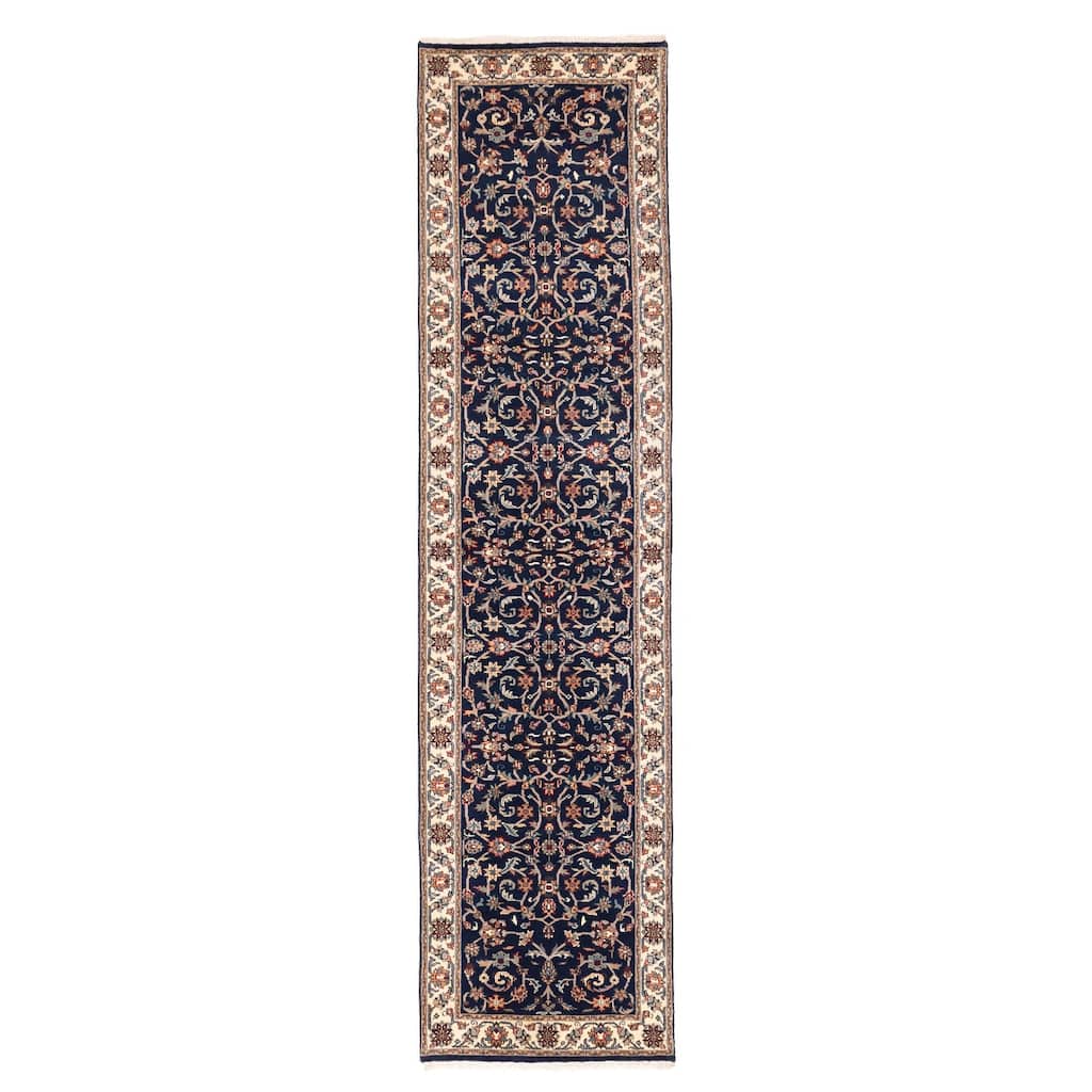 ECARPETGALLERY Hand-knotted Finest Agra Jaipur Dark Navy Wool Rug - 2'7 x 10'3