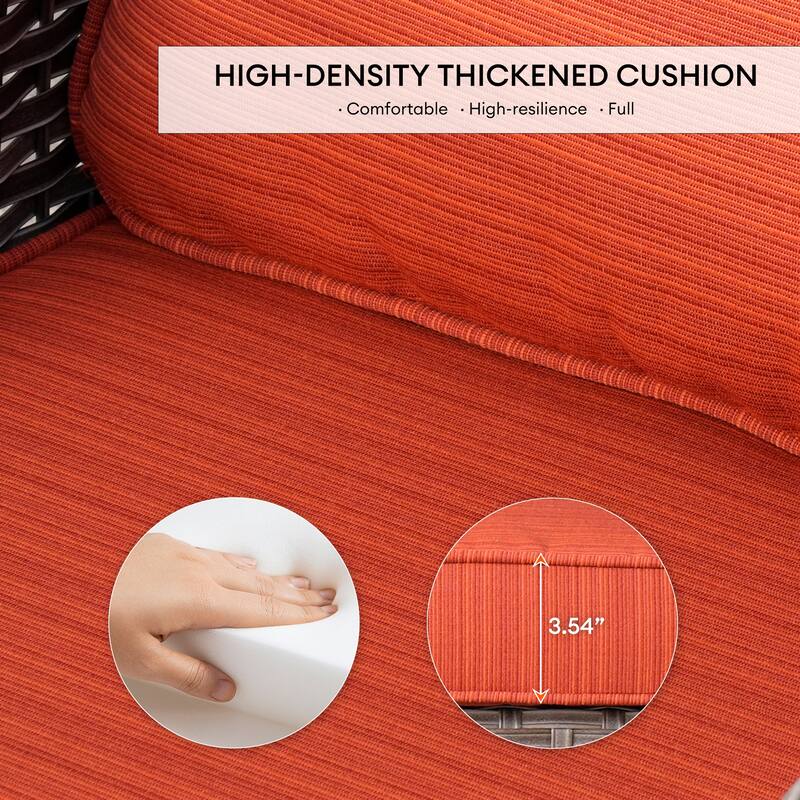 OVIOS 9-piece Patio Wicker Swivel Chair Set With 30" Fire Pit