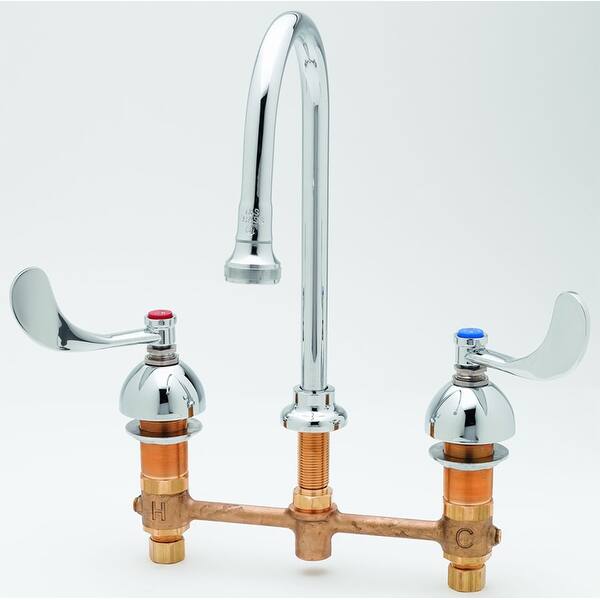 slide 2 of 2, T and S Brass Deck Mounted Medical Faucet with 8" Centers, 133X-A22