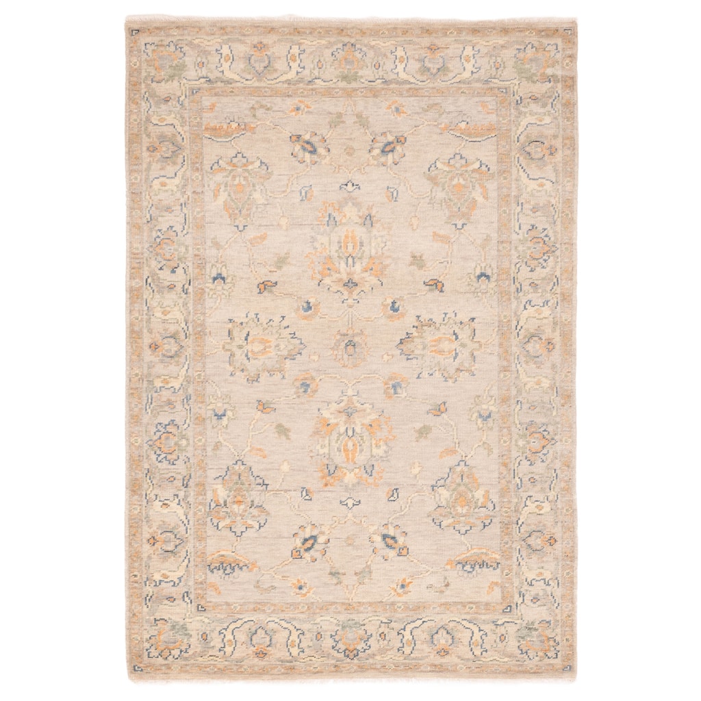 ECARPETGALLERY Hand-knotted Modern Oushak Light Grey Wool Rug - 6'0 x 8'11