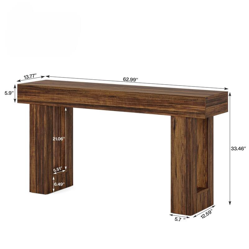 63" Long Farmhouse Rectangular Console Table for Living Room