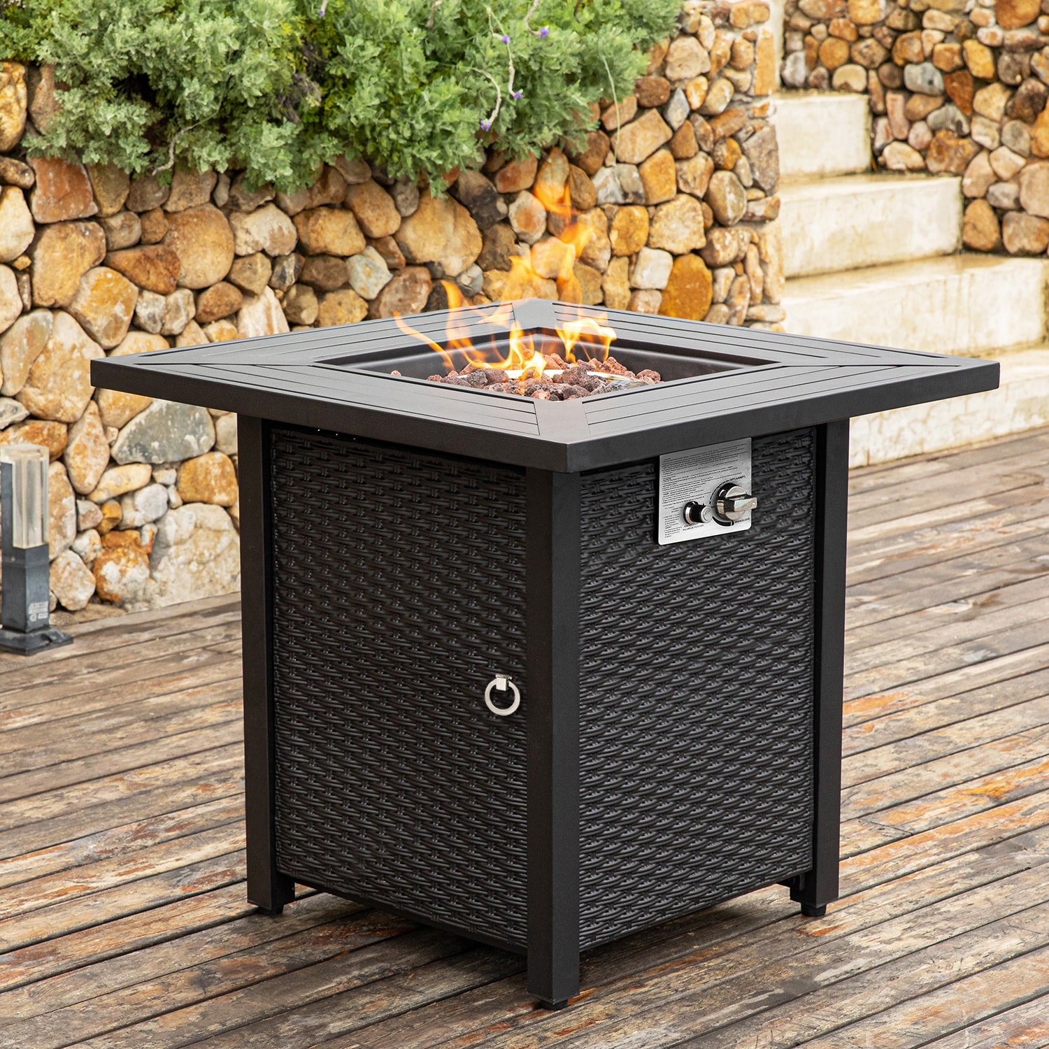 COSIEST 40 000 BTU Outdoor 28 inch Square Metal Fire Table On