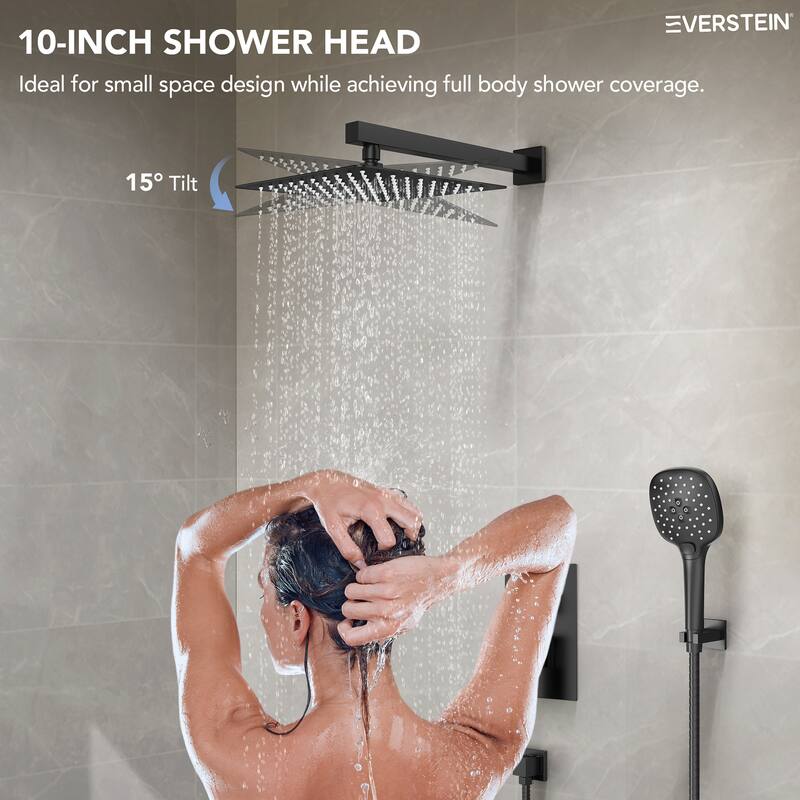 High-Pressure Rain Shower System, Shower Faucet Set 10" Rainfall Shower Head with 3-Function Handheld Spray