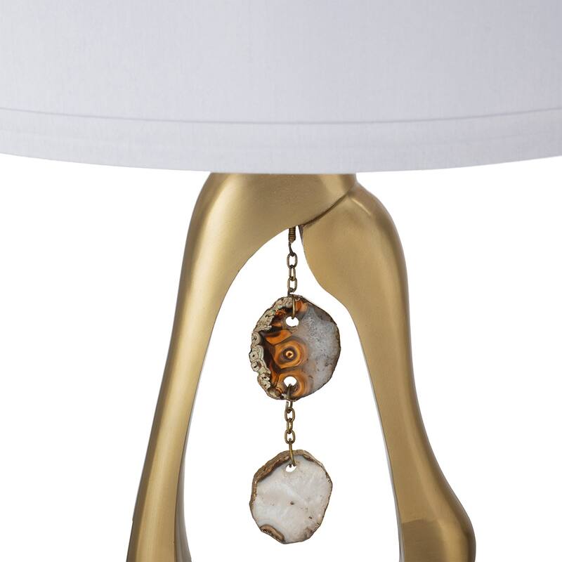 D16x27.5" Gold Geode Shaped Table Lamp with White Drum Shade