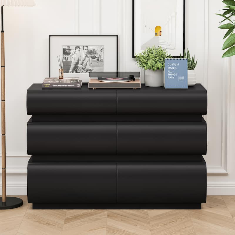 Modern 6/8 Drawer Dresser Chest without Handle - Black - 6-drawer