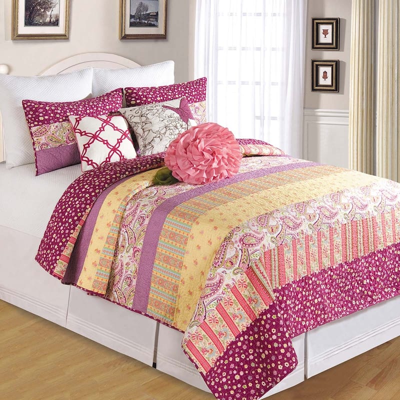 Penelope Twin Quilt 100% Cotton Lightweight Machine Washable Reversible Bedspread Coverlet