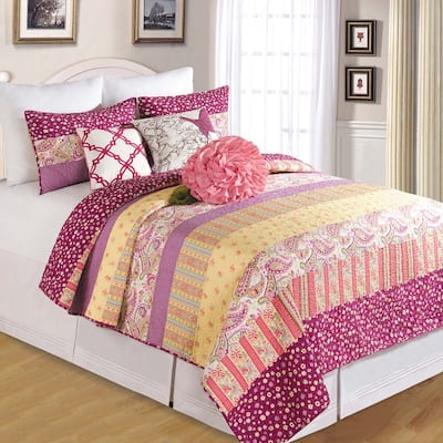 Penelope Twin Quilt 100% Cotton Lightweight Machine Washable Reversible Bedspread Coverlet
