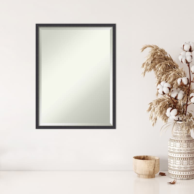 Stylish Black Narrow Beveled Wood Framed Wall Mirror - Stylish Black Narrow