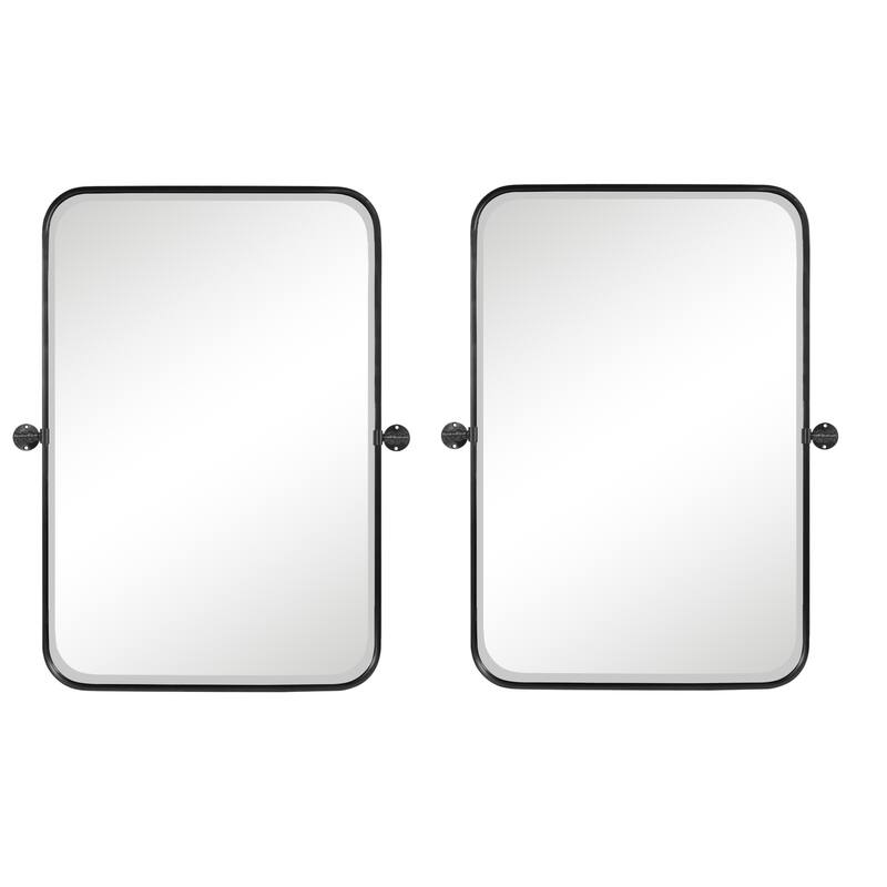 HomeRoots Set of Two 32" Black Metal Framed Accent Mirrors - 23.00 in. x 32.00 in. x 1.57 in.