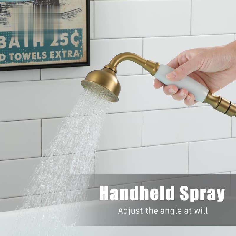 Brushed Freestanding Tub Filler Faucet with Handshower